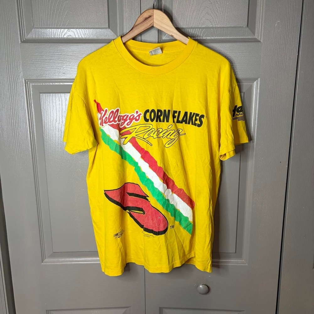 Vintage NASCAR Terry Labonte Kellogg's Racing Shirt Yellow Men L 1996 Delta